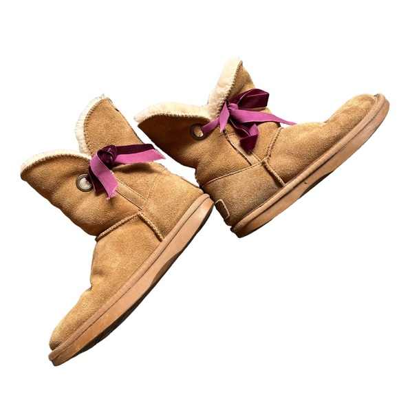 Softmoc winter boots with velvet ribbon bows, leather upper size 7 - Picture 2 of 11